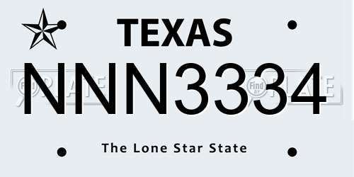 NNN3334 Texas License Plate
