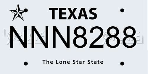 NNN8288 Texas License Plate