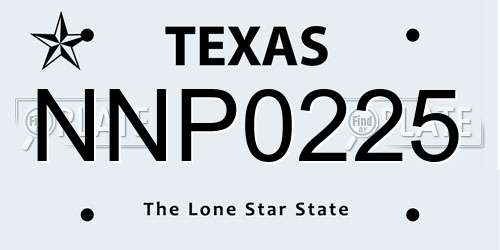 NNP0225 Texas License Plate