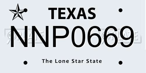 NNP0669 Texas License Plate