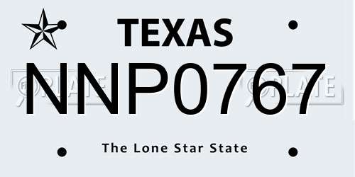 NNP0767 Texas License Plate
