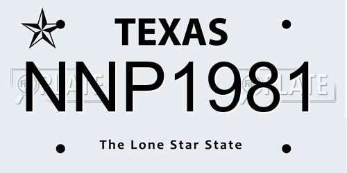 NNP1981 Texas License Plate