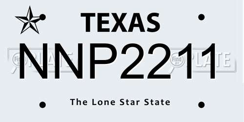 NNP2211 Texas License Plate