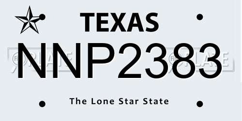 NNP2383 Texas License Plate