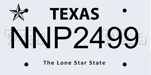 NNP2499 Texas License Plate