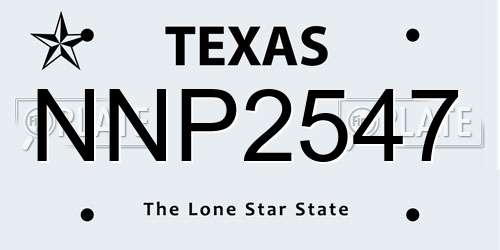 NNP2547 Texas License Plate