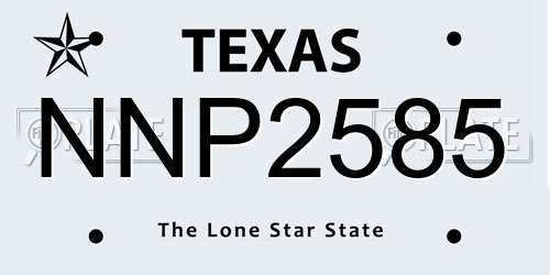 NNP2585 Texas License Plate