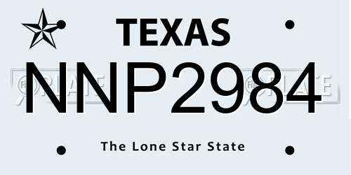 NNP2984 Texas License Plate