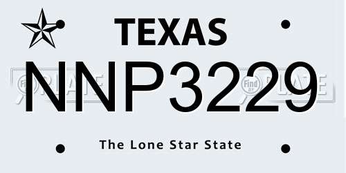 NNP3229 Texas License Plate