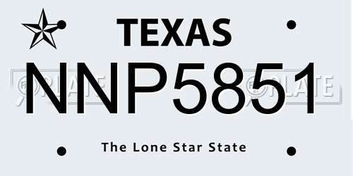 NNP5851 Texas License Plate