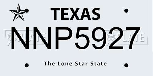 NNP5927 Texas License Plate