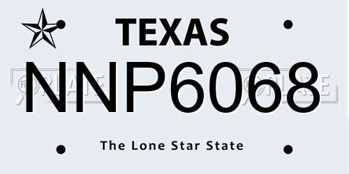 NNP6068 Texas License Plate