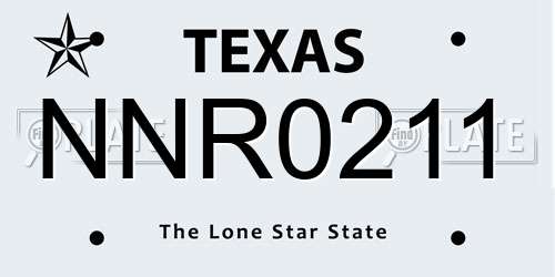 NNR0211 Texas License Plate