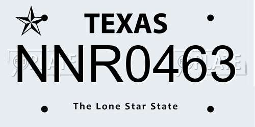 NNR0463 Texas License Plate