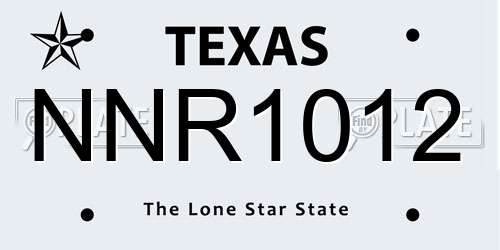 NNR1012 Texas License Plate
