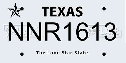 NNR1613 Texas License Plate