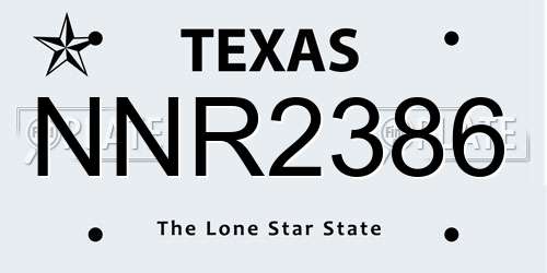NNR2386 Texas License Plate