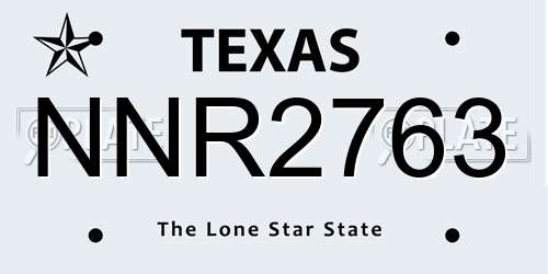 NNR2763 Texas License Plate