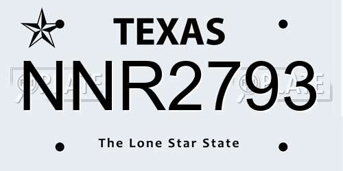 NNR2793 Texas License Plate