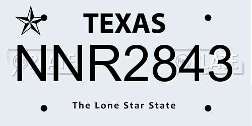 NNR2843 Texas License Plate