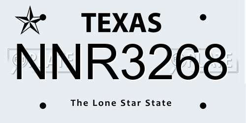 NNR3268 Texas License Plate
