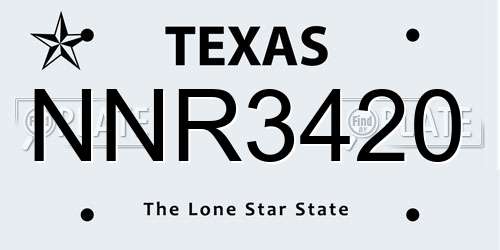 NNR3420 Texas License Plate