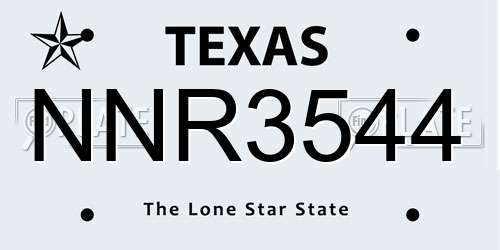 NNR3544 Texas License Plate