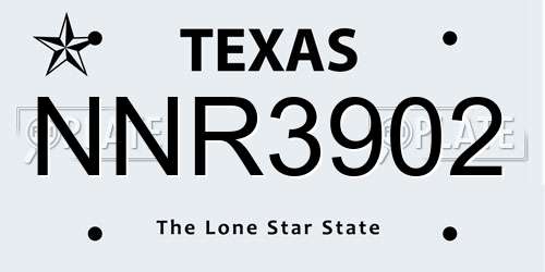 NNR3902 Texas License Plate