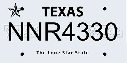 NNR4330 Texas License Plate