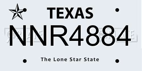 NNR4884 Texas License Plate
