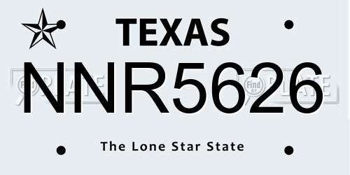 NNR5626 Texas License Plate