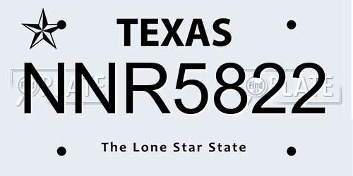 NNR5822 Texas License Plate