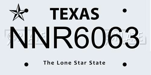 NNR6063 Texas License Plate