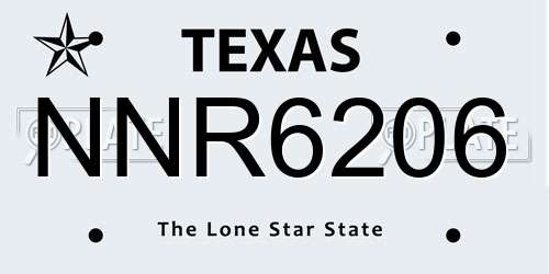 NNR6206 Texas License Plate