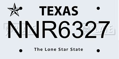 NNR6327 Texas License Plate