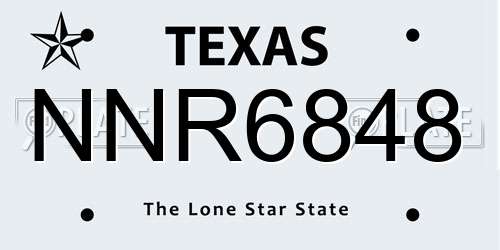 NNR6848 Texas License Plate