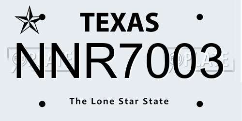 NNR7003 Texas License Plate