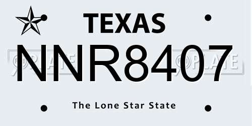 NNR8407 Texas License Plate