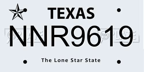 NNR9619 Texas License Plate