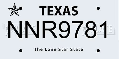 NNR9781 Texas License Plate