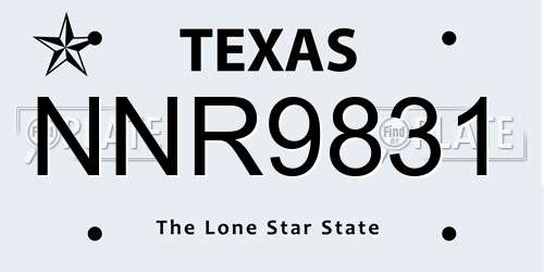 NNR9831 Texas License Plate