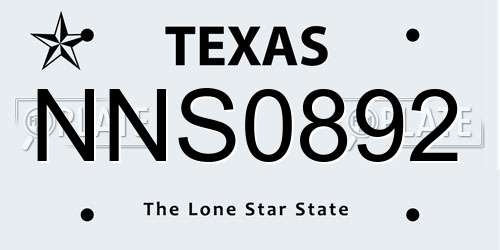 NNS0892 Texas License Plate