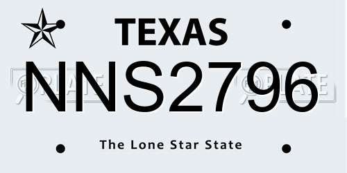 NNS2796 Texas License Plate