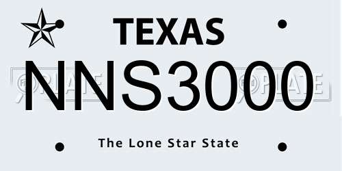 NNS3000 Texas License Plate