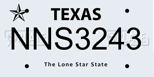 NNS3243 Texas License Plate