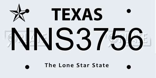 NNS3756 Texas License Plate