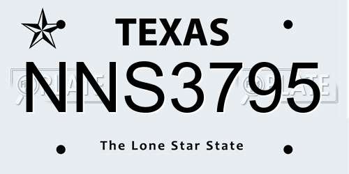 NNS3795 Texas License Plate