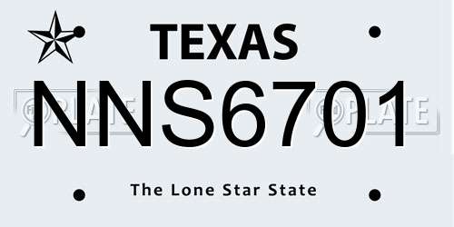 NNS6701 Texas License Plate