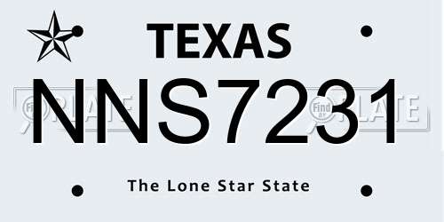 NNS7231 Texas License Plate