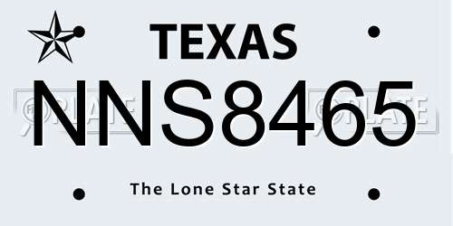 NNS8465 Texas License Plate
